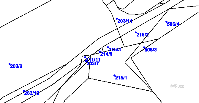 Parcela st. 214/5 v KÚ Hnidousy, Katastrální mapa