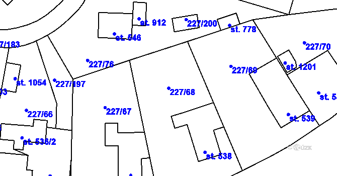 Parcela st. 227/68 v KÚ Hnidousy, Katastrální mapa