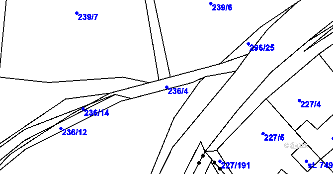 Parcela st. 236/4 v KÚ Hnidousy, Katastrální mapa