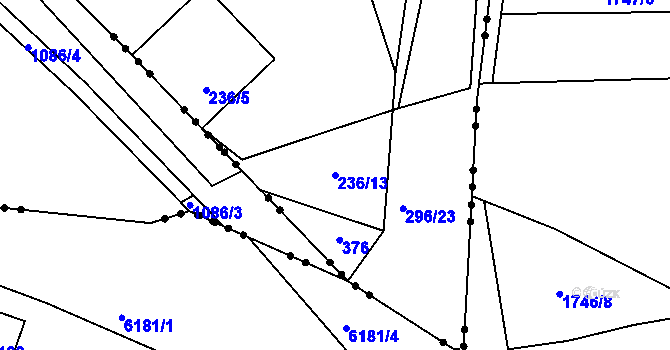 Parcela st. 236/13 v KÚ Hnidousy, Katastrální mapa