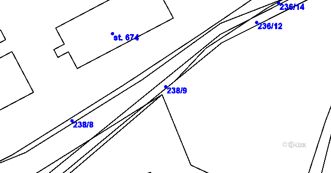 Parcela st. 238/9 v KÚ Hnidousy, Katastrální mapa