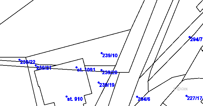 Parcela st. 239/10 v KÚ Hnidousy, Katastrální mapa