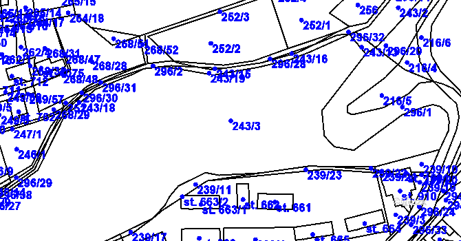 Parcela st. 243/3 v KÚ Hnidousy, Katastrální mapa