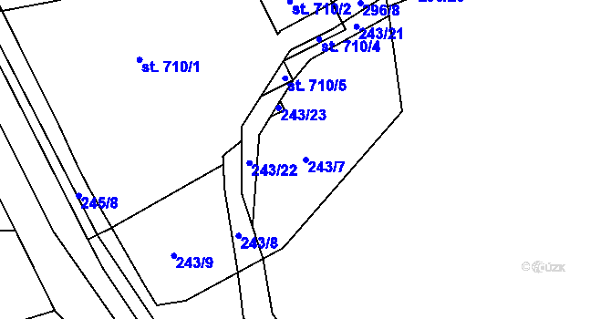Parcela st. 243/7 v KÚ Hnidousy, Katastrální mapa