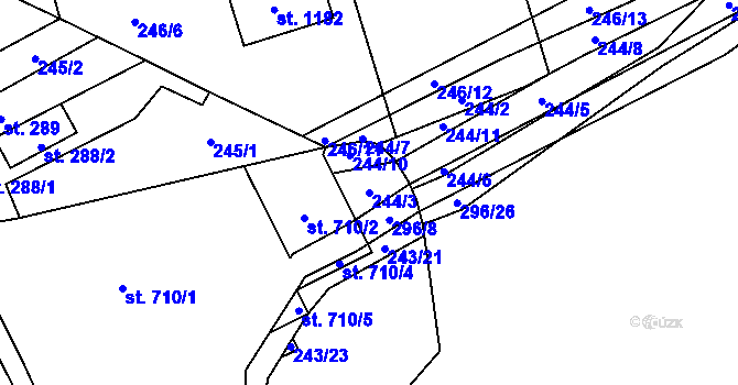 Parcela st. 244/3 v KÚ Hnidousy, Katastrální mapa