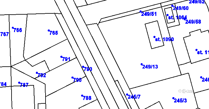 Parcela st. 249/4 v KÚ Hnidousy, Katastrální mapa