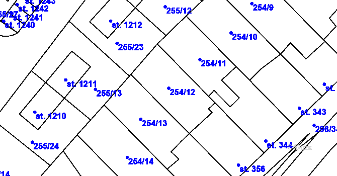 Parcela st. 254/12 v KÚ Hnidousy, Katastrální mapa