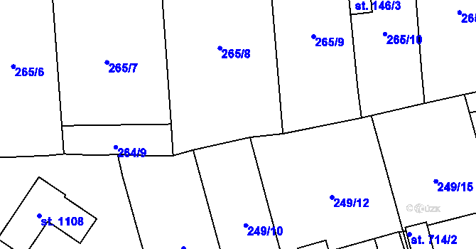 Parcela st. 264/10 v KÚ Hnidousy, Katastrální mapa