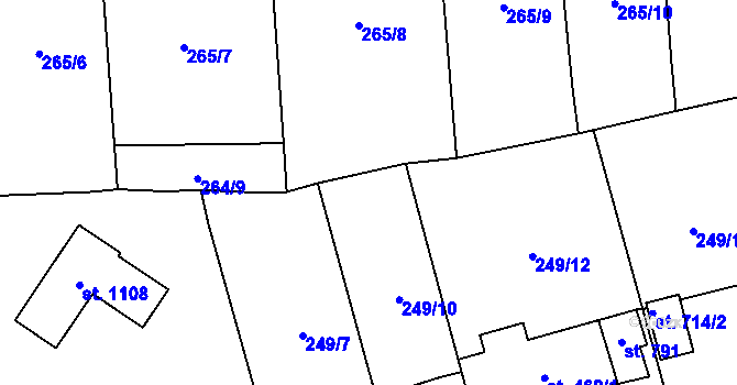 Parcela st. 264/20 v KÚ Hnidousy, Katastrální mapa