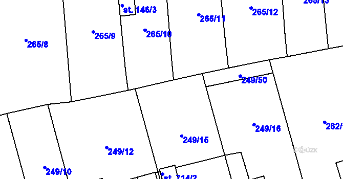 Parcela st. 264/21 v KÚ Hnidousy, Katastrální mapa