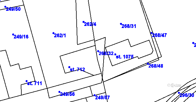 Parcela st. 268/32 v KÚ Hnidousy, Katastrální mapa