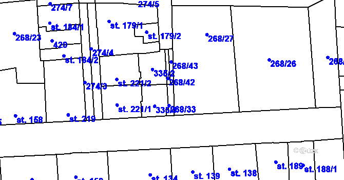 Parcela st. 268/40 v KÚ Hnidousy, Katastrální mapa