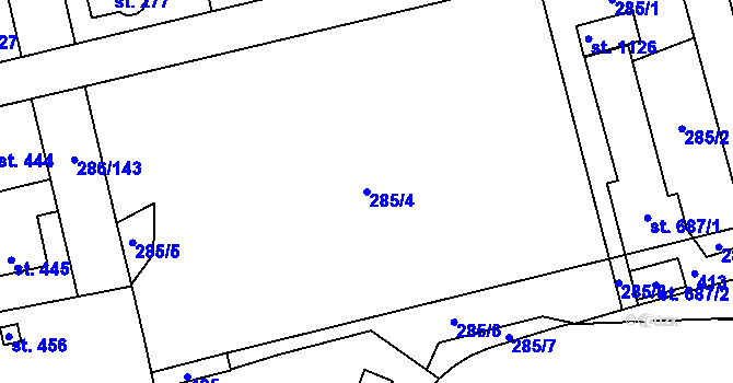 Parcela st. 285/4 v KÚ Hnidousy, Katastrální mapa