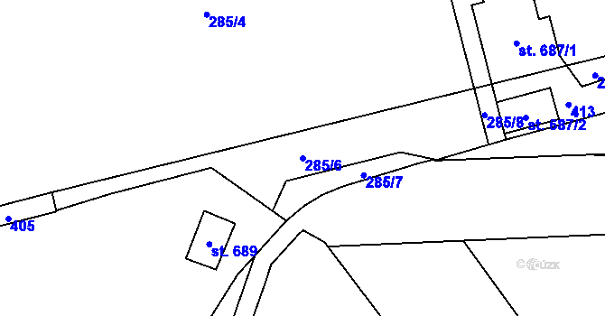 Parcela st. 285/6 v KÚ Hnidousy, Katastrální mapa