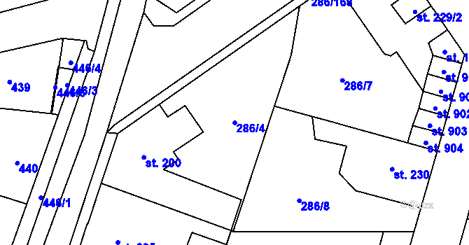 Parcela st. 286/4 v KÚ Hnidousy, Katastrální mapa