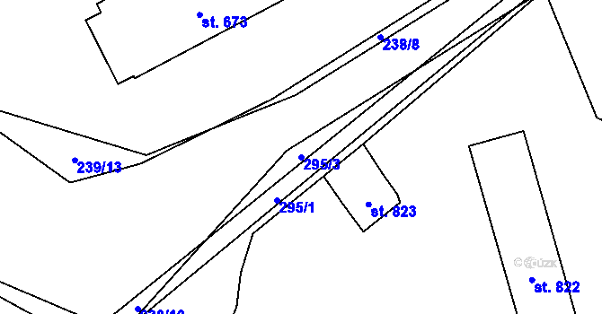 Parcela st. 295/3 v KÚ Hnidousy, Katastrální mapa