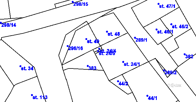 Parcela st. 24/5 v KÚ Hnidousy, Katastrální mapa