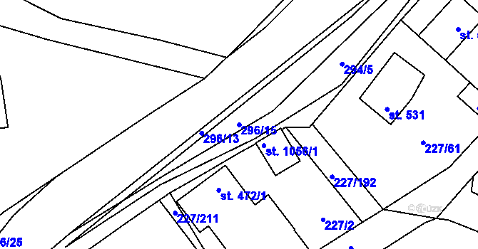 Parcela st. 296/15 v KÚ Hnidousy, Katastrální mapa