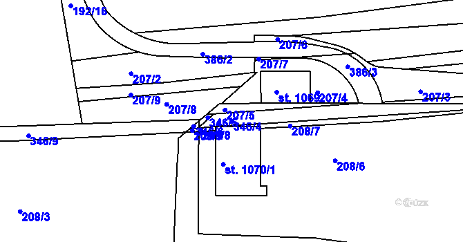 Parcela st. 346/4 v KÚ Hnidousy, Katastrální mapa