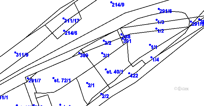 Parcela st. 3/1 v KÚ Hnidousy, Katastrální mapa