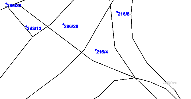 Parcela st. 216/4 v KÚ Hnidousy, Katastrální mapa