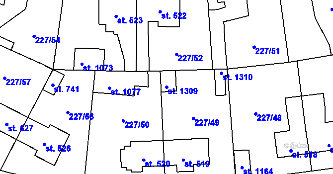 Parcela st. 1309 v KÚ Hnidousy, Katastrální mapa