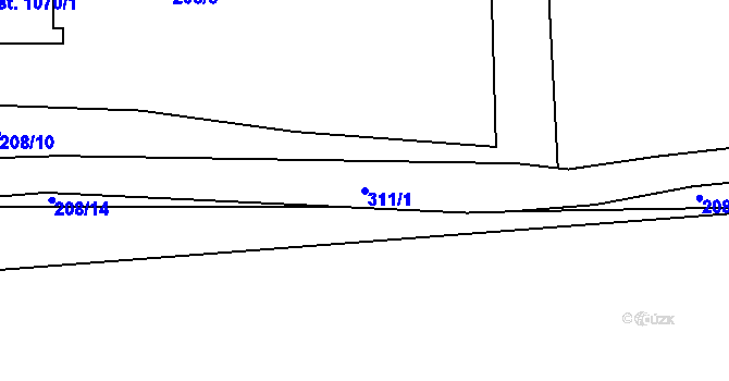 Parcela st. 311/1 v KÚ Hnidousy, Katastrální mapa
