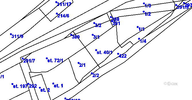 Parcela st. 40/1 v KÚ Hnidousy, Katastrální mapa