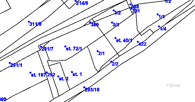 Parcela st. 2/1 v KÚ Hnidousy, Katastrální mapa