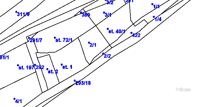 Parcela st. 2/2 v KÚ Hnidousy, Katastrální mapa