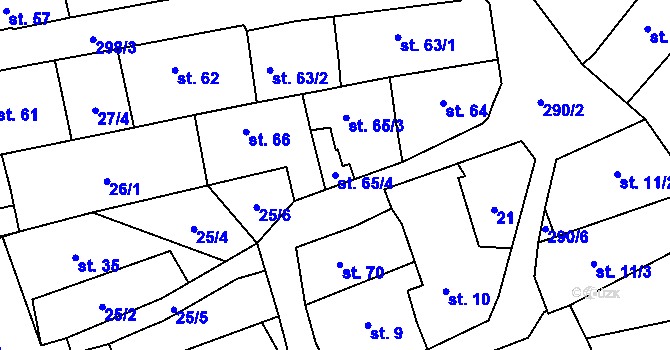 Parcela st. 65/4 v KÚ Hnidousy, Katastrální mapa
