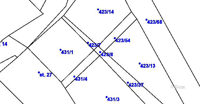 Parcela st. 423/8 v KÚ Švihov u Rakovníka, Katastrální mapa