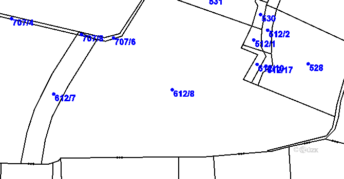 Parcela st. 612/8 v KÚ Švihov u Rakovníka, Katastrální mapa