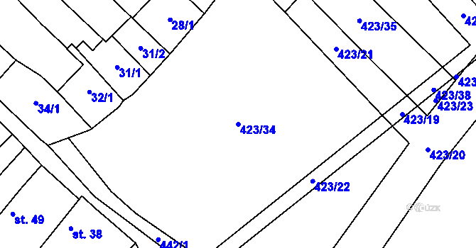 Parcela st. 423/34 v KÚ Švihov u Rakovníka, Katastrální mapa