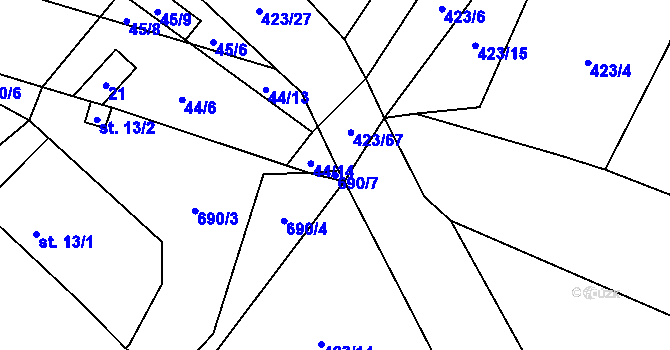 Parcela st. 690/7 v KÚ Švihov u Rakovníka, Katastrální mapa