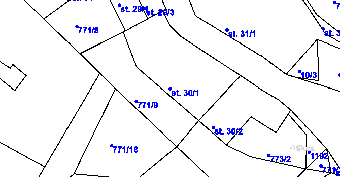 Parcela st. 30/1 v KÚ Kokšín, Katastrální mapa