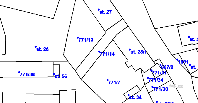 Parcela st. 771/14 v KÚ Kokšín, Katastrální mapa