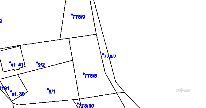Parcela st. 778/7 v KÚ Kokšín, Katastrální mapa