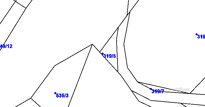 Parcela st. 319/5 v KÚ Kokšín, Katastrální mapa