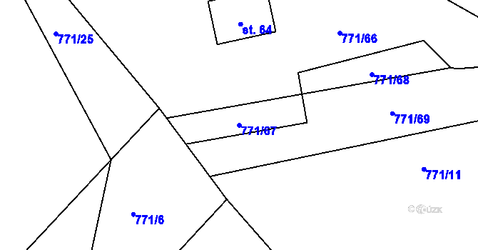 Parcela st. 771/67 v KÚ Kokšín, Katastrální mapa