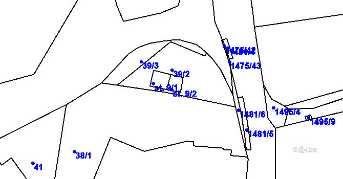 Parcela st. 9/2 v KÚ Lhovice, Katastrální mapa
