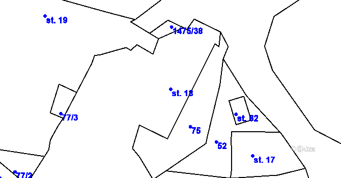 Parcela st. 18 v KÚ Lhovice, Katastrální mapa