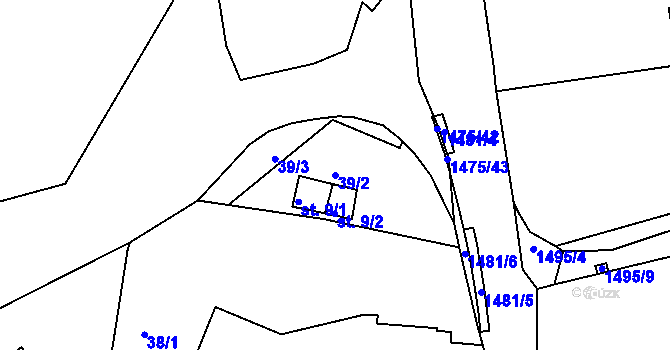 Parcela st. 39/2 v KÚ Lhovice, Katastrální mapa
