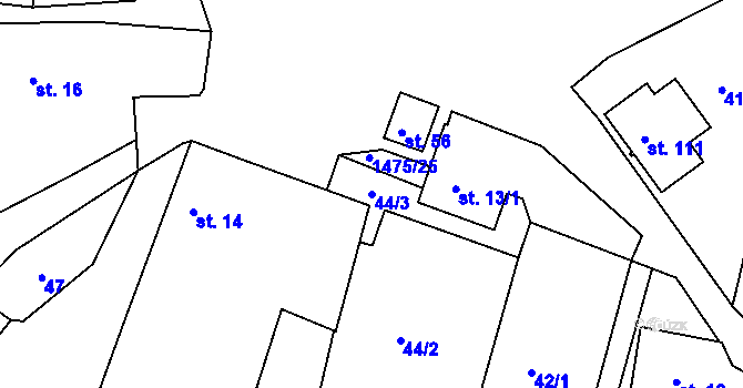 Parcela st. 44/3 v KÚ Lhovice, Katastrální mapa