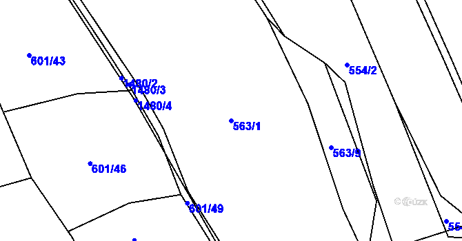 Parcela st. 563/1 v KÚ Lhovice, Katastrální mapa