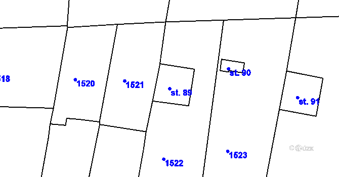 Parcela st. 89 v KÚ Lhovice, Katastrální mapa
