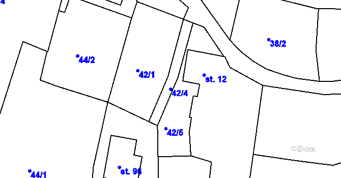 Parcela st. 42/4 v KÚ Lhovice, Katastrální mapa