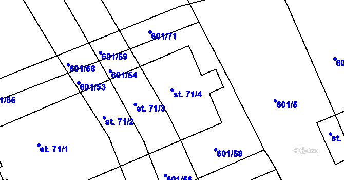 Parcela st. 71/4 v KÚ Lhovice, Katastrální mapa