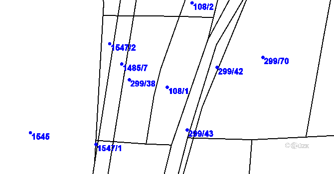 Parcela st. 108/1 v KÚ Lhovice, Katastrální mapa