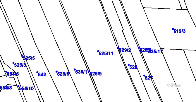 Parcela st. 525/11 v KÚ Lhovice, Katastrální mapa